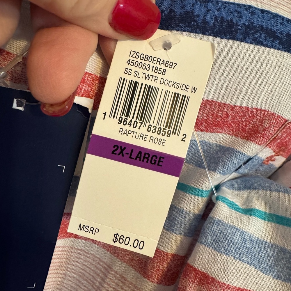 NWT RETAIL:  $60  IZOD   SPRING/SUMMER Button Down Shirt   PLUS: 2X     #I - Picture 8 of 8
